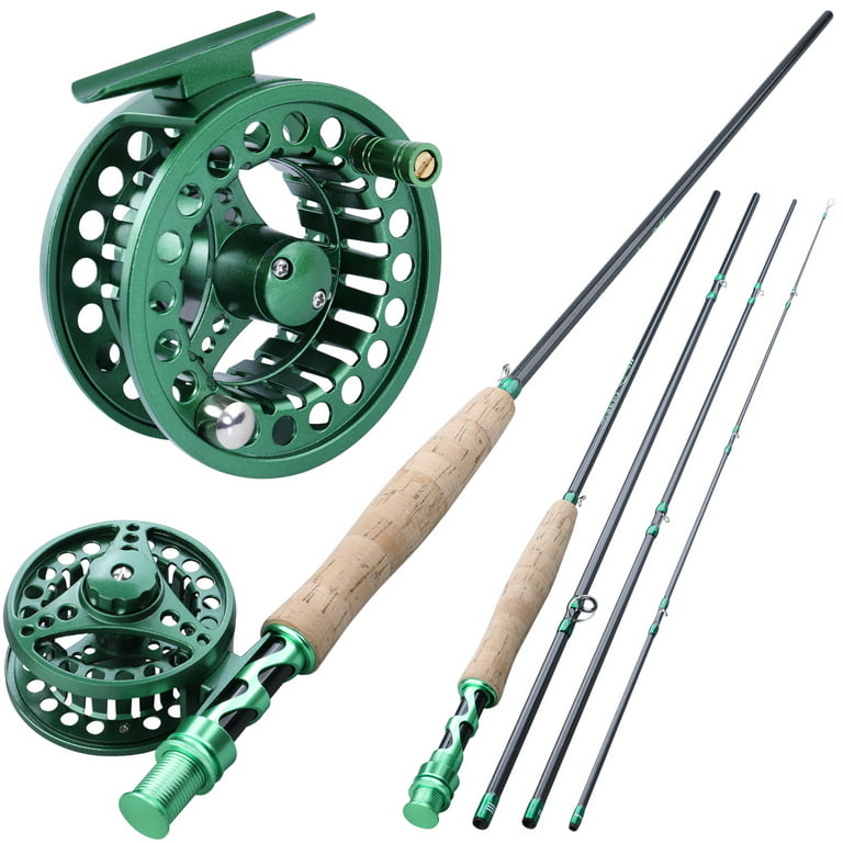 Sougayilang Fly 9FT #5 Fishing Rod and Reel Combo 4 Piece Fly Fishing Pole  with CNC Machined Al. Fly Reel Set