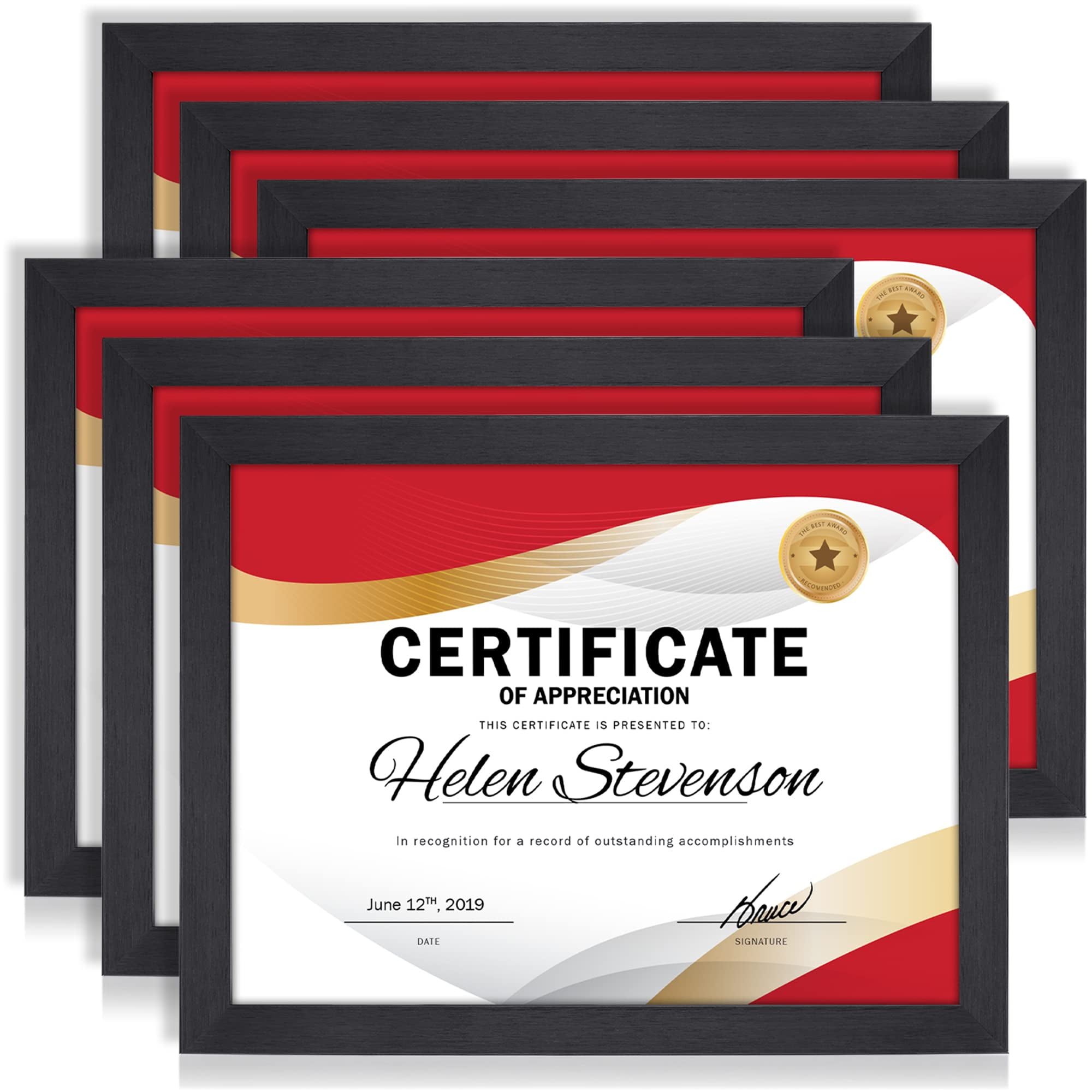 Icona Bay 8.5x11 Black Picture Frame, Modern Style, 6 Pack, Impresia Collection (US Company)