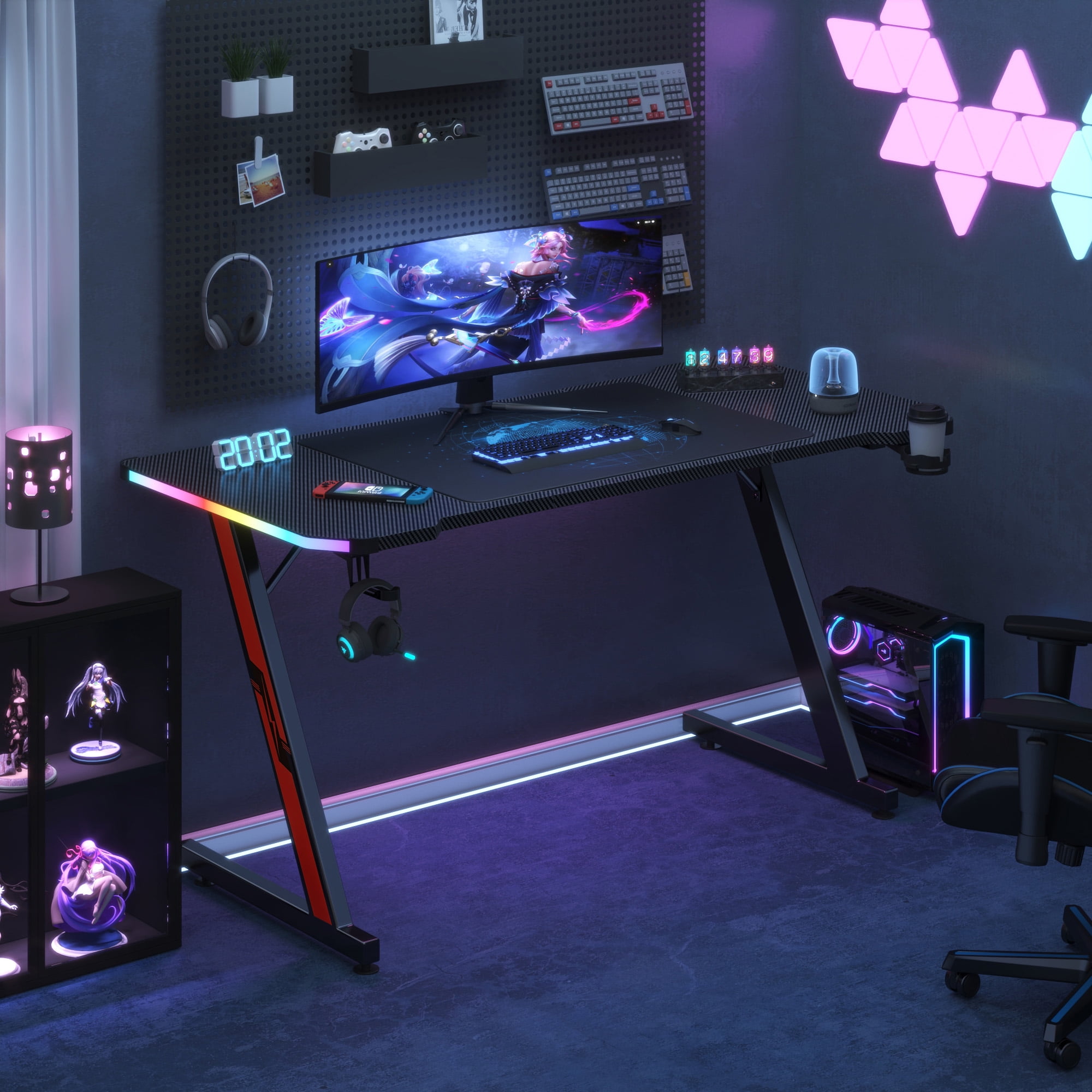 Ergohabit Customizable LED Light up RGB Monitor Stand Gaming Desk  Accessories