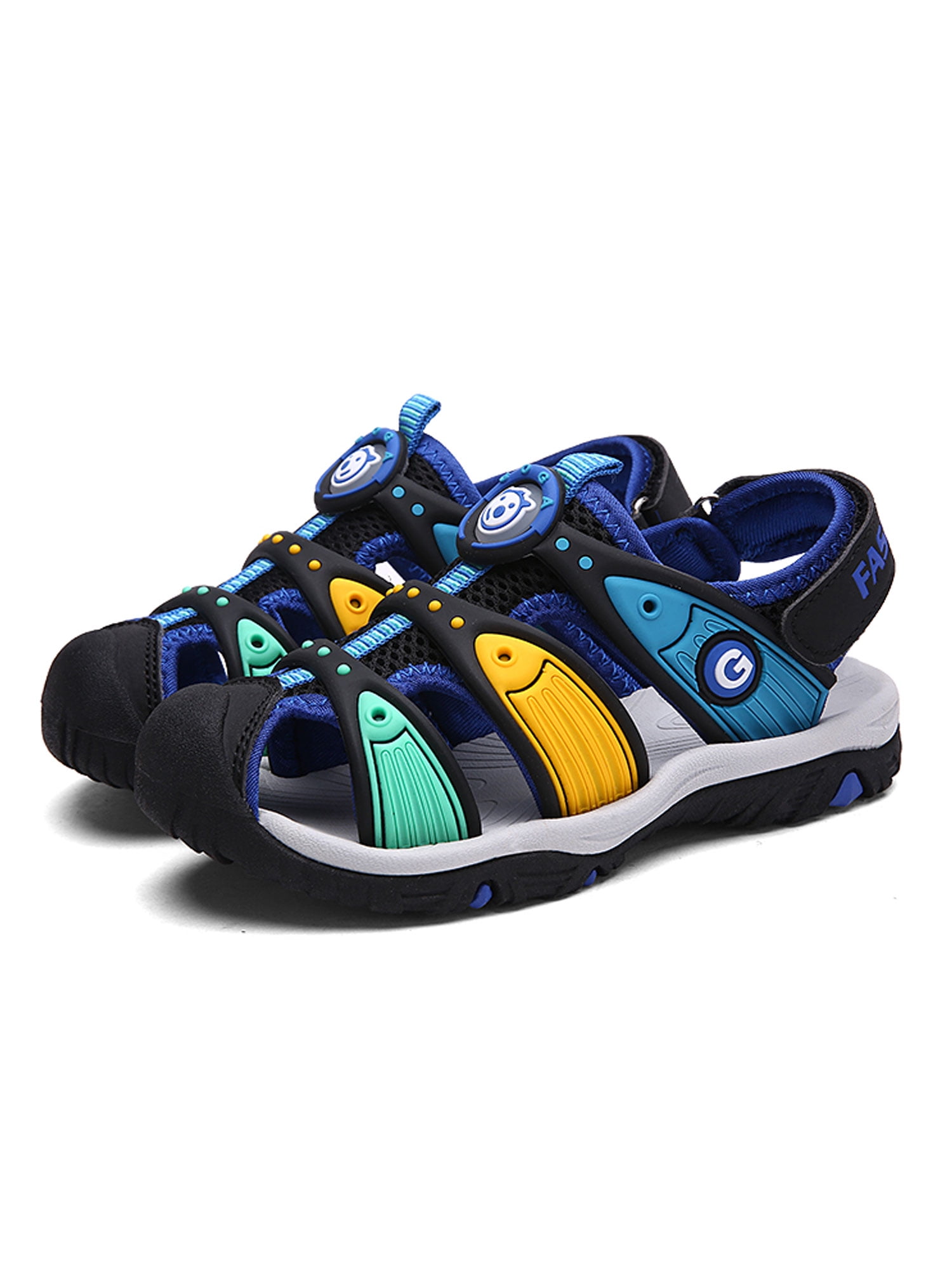 32 Black Kids Leather Closed Toe Sandals Boys Girls Outdoor Flat Shoes Breathable Sport Sandals Toddler//Little Kid//Big Kid