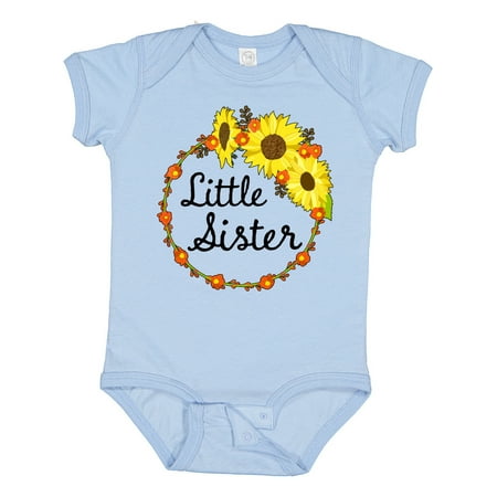 

Inktastic Little Sister Sunflower Wreath Gift Baby Boy or Baby Girl Bodysuit