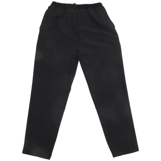 FELTECHELECTR Pantalón de chef: Pantalón de trabajo de chef cómodo y transpirable para profesionales en color negro. Traje de poliéster y algodón para restaurantes y hoteles.