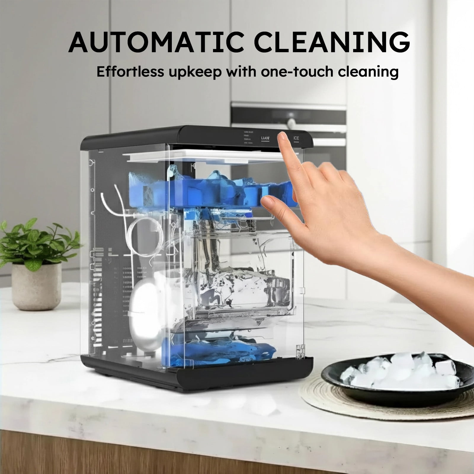 Nugget Ice Maker Countertop, 44Lbs/24H Pebble Ice Maker Machine, Self-Cleaning Countertop Sonic Ice Makers