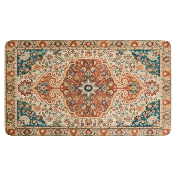 Bohemian Farmhouse Orange Vintage Welcome Doormat for Indoor/Outdoor Entrance Bohemian Farmhouse Orange Vintage Decoration Door Mat Kitchen Door Mat Bedroom Doormat 17x30 Inch