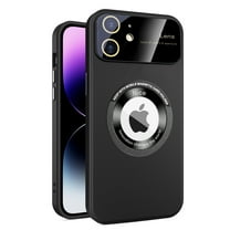 Dteck Magnetic for iPhone 11 Case with Full Glass Lens Camera Protector, Compatible with MagSafe, Large Viewport Design, Shockproof Hard PC Matte Back Protective Soft TPU Edge Phone Cases,Black