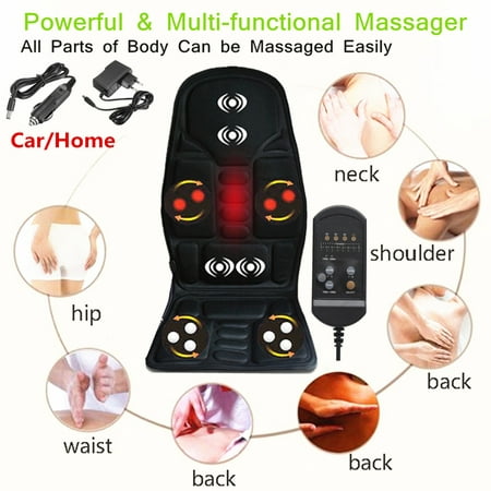 8 Mode 3 Intensity Full Body Electric Vibration Kneading Shiatsu Massager Cushion Mattress Pad With Heat Therapy For Neck - Shoulder - Back Car Seat Home Office Seat