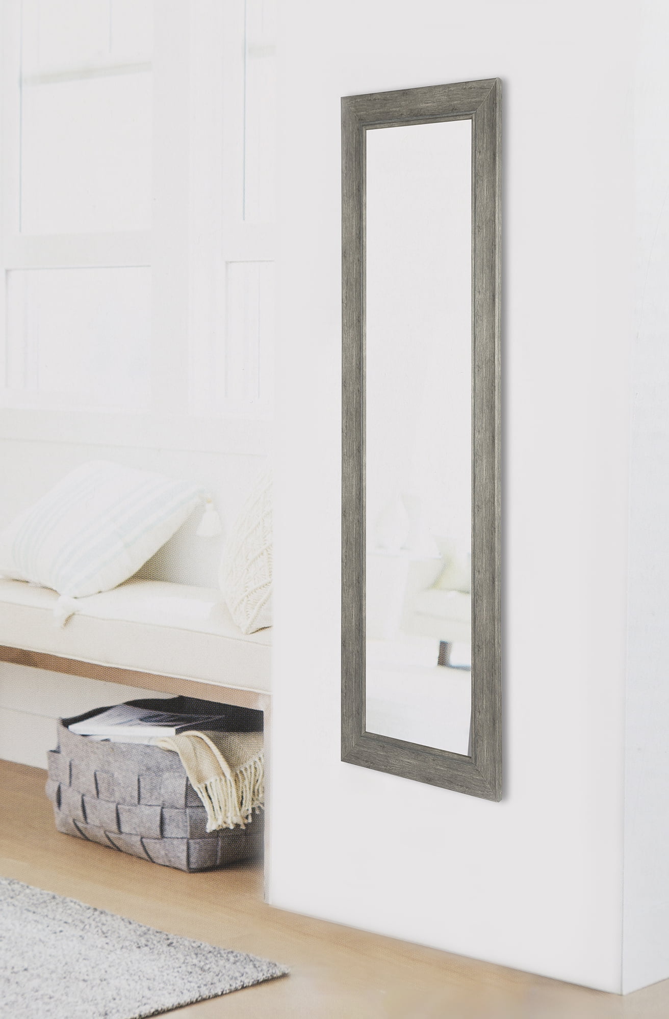 Mainstays Full-Length Rectangular Mirror, 17Inx53In, Rustic Grey