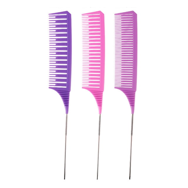 Graflsoa Ingrid Hair Dye Comb Set - Stainless Steel & PP Dyeing Tools with Dense Teeth for All Hair Types, Includes 3 Multi-Color Combs for Precision Hair Coloring and Styling