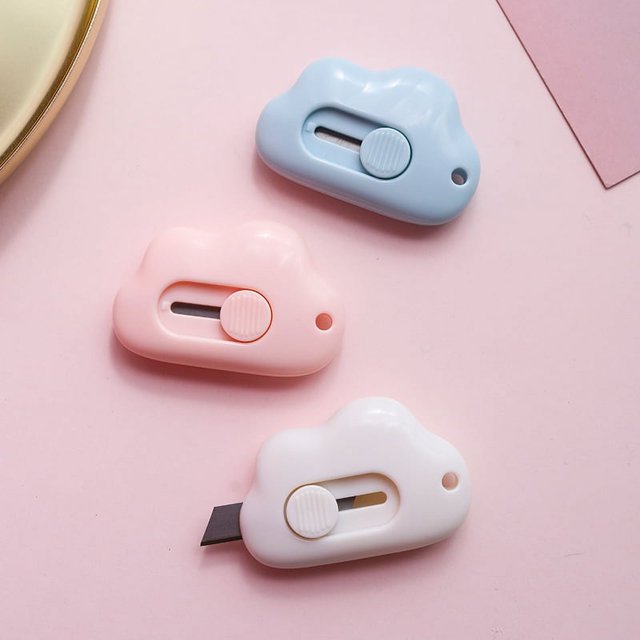 Cortador de Papel Mini XCF en Forma de Nube Suministros Escolares de Oficina Rosa Azul Blanco