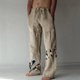 thumbnail image 1 of Pantalones largos de verano para hombre, de algodón y lino, con pierna ancha, estampados, con cordones, para deportes y vacaciones, 1 of 7