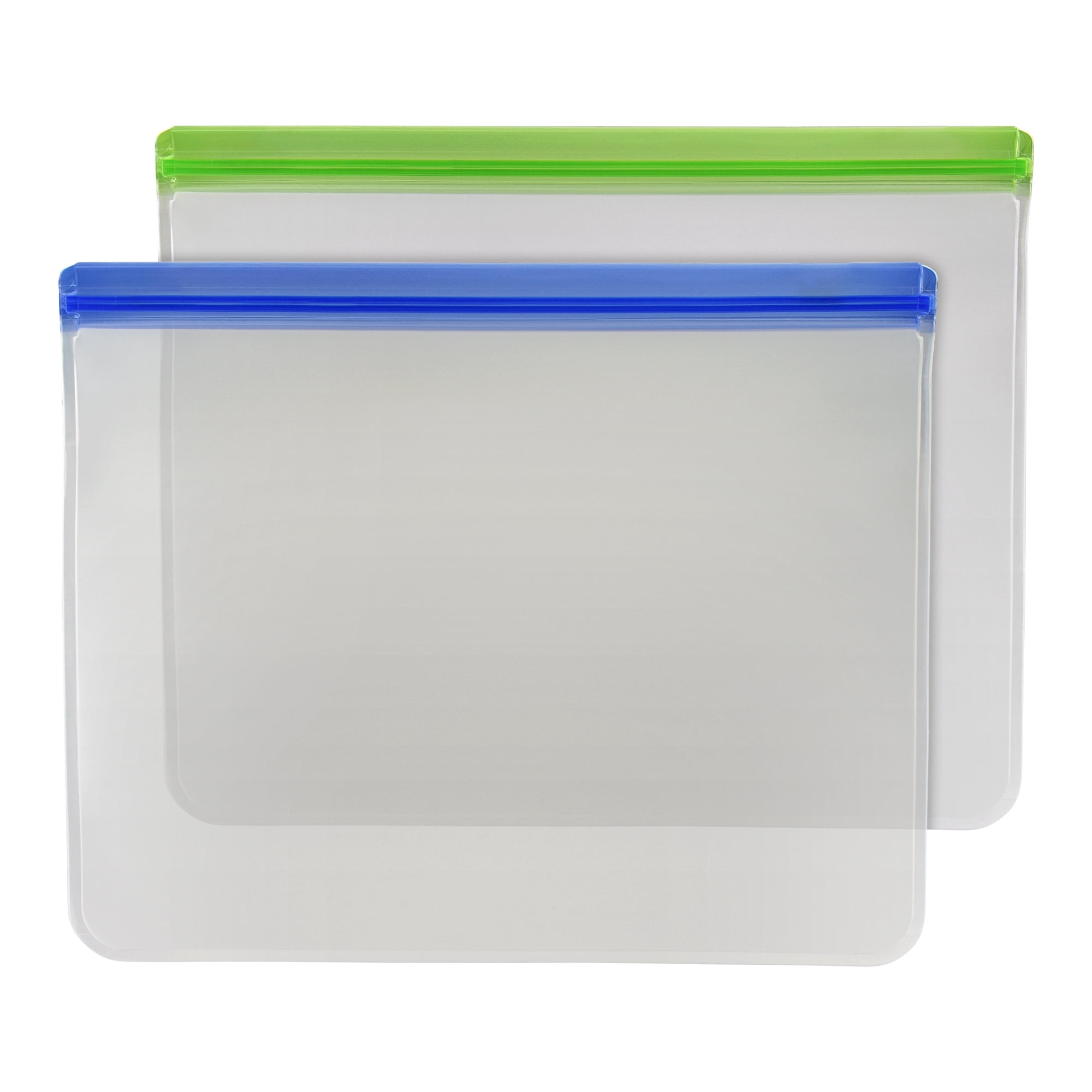 Mainstays PEVA Large Reusable Food Storage Bag, 12” x 10”, 2 Pack
