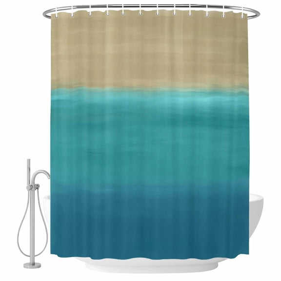 Teal Blue Ombre Shower Curtain Set - Long 72" x 84" Washable Bathtub Curtain with 12 Hooks, Modern Abstract Gradient Art Waterproof Fabric Stall Shower Curtains for Bathroom/Bathtub Décor