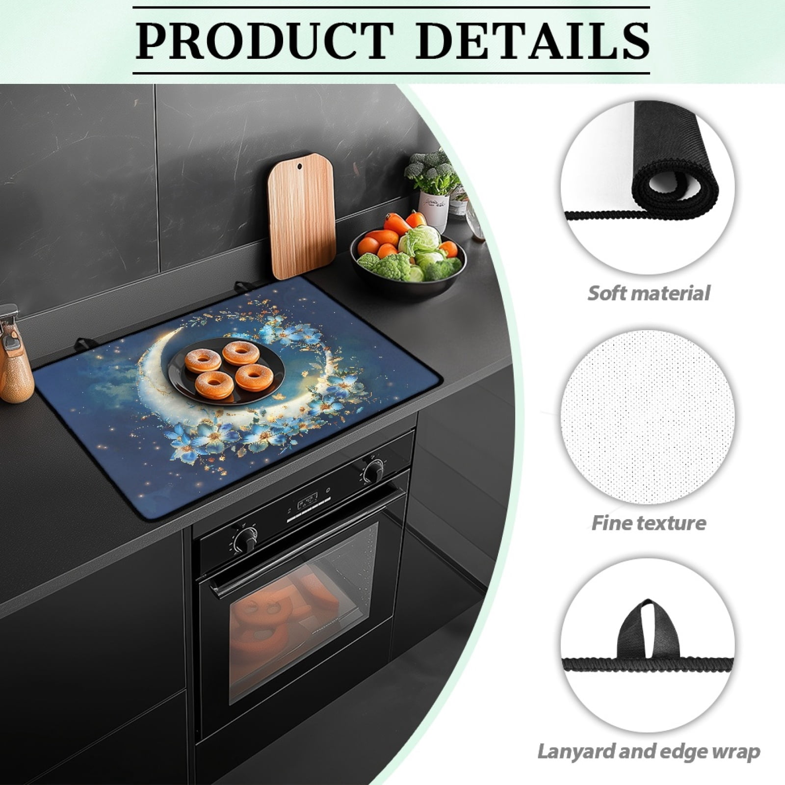 SEANATIVE Glass Top Stove Cover Electric Stove Mat Electric Ceramic Stovetop Cover Oil-proof Washer Dryer Top Protector Scratch Resistant Cooktop Protector, Blue Butterfly Flower Moon