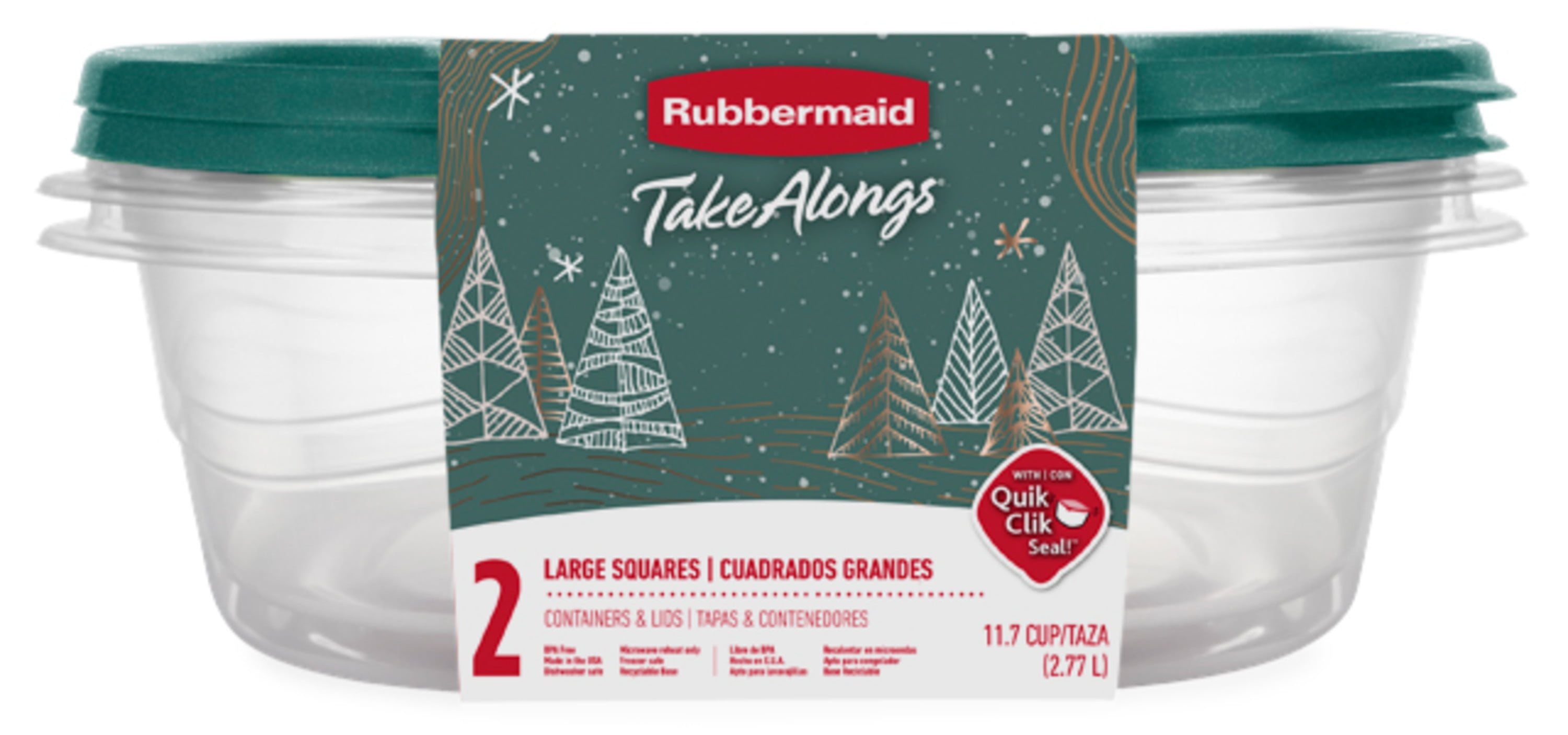 Rubbermaid TakeAlongs 11.7 Cup Food Storage Containers, Set of 2, Blue Spruce