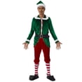 thumbnail image 4 of Men's Christmas Elf Costume Christmas/Women's Santa Claus Costume with Stocking Christmas Tree Coat with Pants/Splicing Dress for House Party, 4 of 7