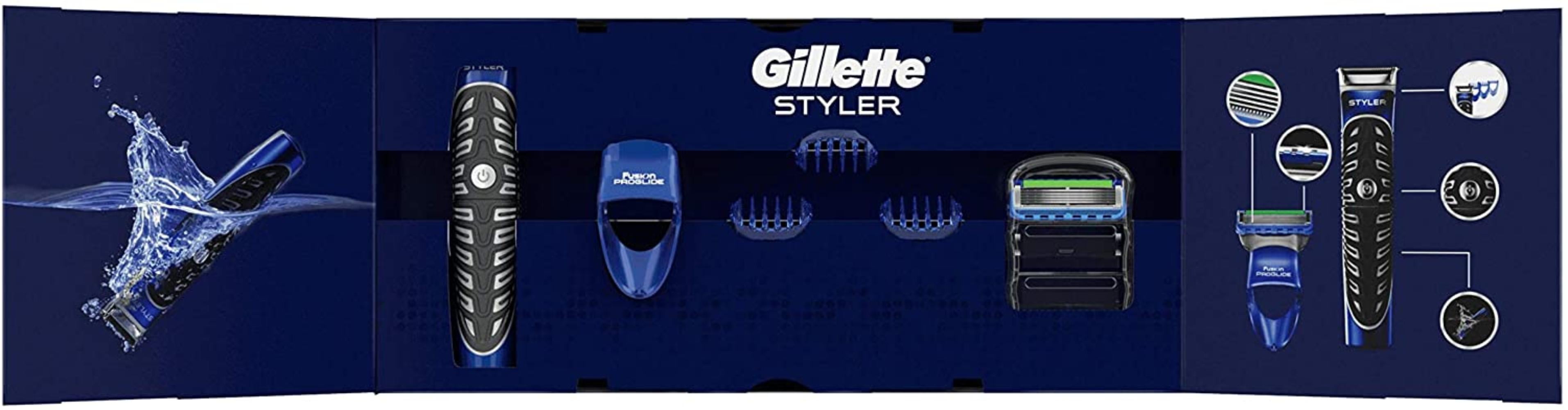 Gillette Fusion Styler - Cortador de pelo impermeable para hombre 3 en 1  (clipper, maquinilla de afeitar y escultor)
