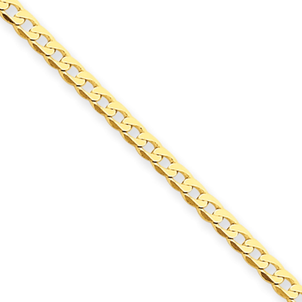 2.2mm, 14k Yellow Gold, Solid Beveled Curb Chain Necklace, 20 Inch by Black Bow Jewelry Company