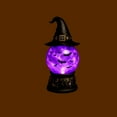 thumbnail image 2 of Halloween Witches Hat Water Spinner Globe Decoration – Light Up Snow Globe with Purple LED & Flying Bats, Festive Holiday Ornament 20cm, 2 of 2