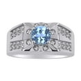 thumbnail image 1 of RYLOS Men's Rings Sterling Silver Designer Starburst 7MM Round Gemstone & Diamond Ring Blue Topaz December Birthstone Size 8, 1 of 7