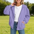 thumbnail image 2 of Nwiuh Sweatshirt Color Solid Zip Jackets Long Hoodie Top Boys Sleeve Up Girls Kids Boys Coat&jacket (Purple, 5-6 Years), 2 of 5