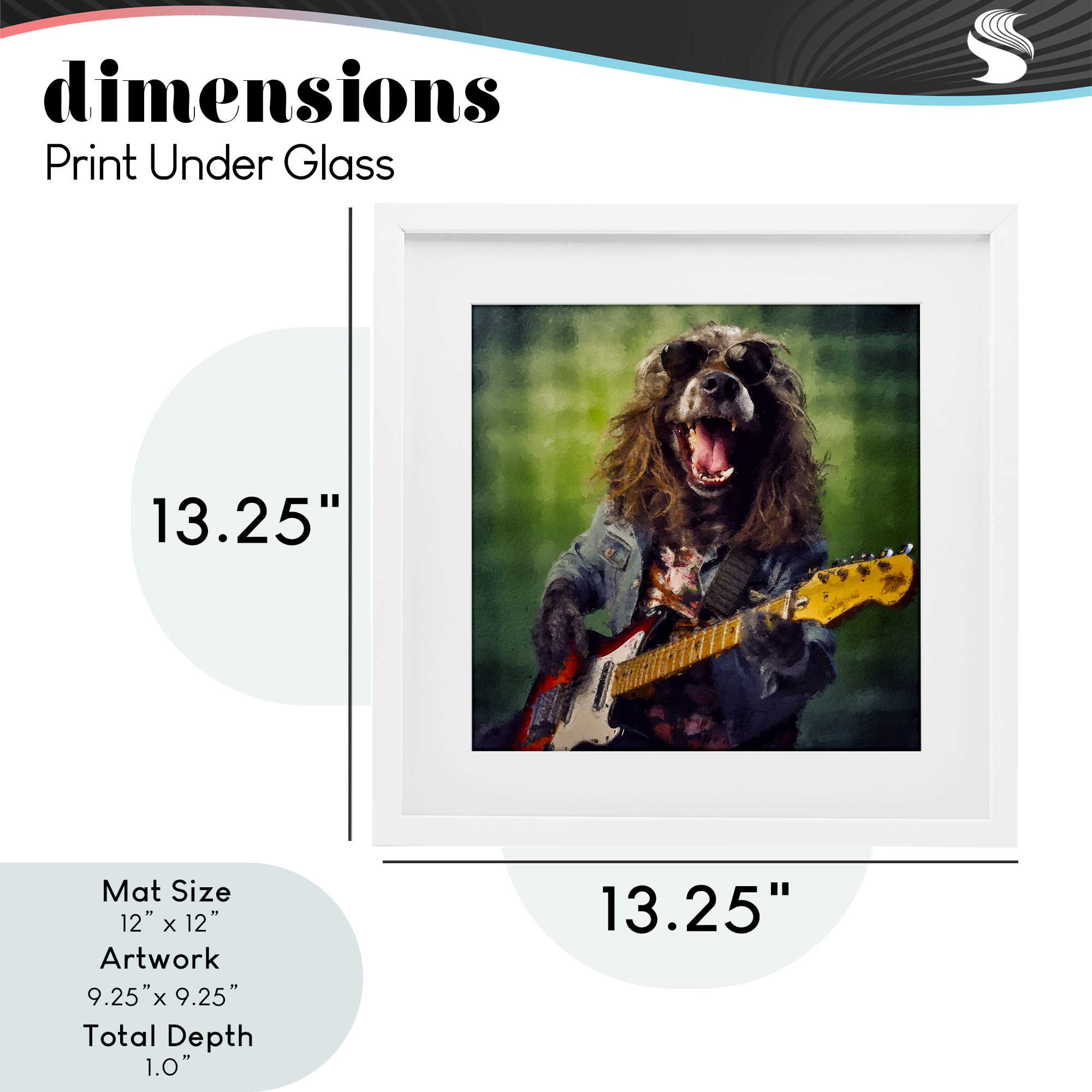 Musician Mutt Halen White Framed Print Under Glass, design by Sean Parnell