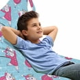 thumbnail image 1 of Cartoon Lounger Chair Bag, Pattern of Unicorn Skates Wearing Santa Claus Coat and Snowflakes Layout, High Capacity Storage with Handle Container, Lounger Size, Pink Pale Sky Blue, by Ambesonne, 1 of 1