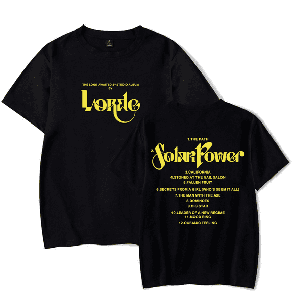 Lorde Merch Solar Power T-shirt Fashion Unisex Men Women Short Sleeve Casual Streetshirt Tee