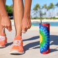 thumbnail image 2 of 20oz Colorful Tie Dye Circle Pattern Skinny Tumblers Stainless Steel Tumbler with Lid and Straw,Vacuum Insulated Double Wall Travel Tumbler Cups with Cleaning Brush for Coffee,Tea, 2 of 6