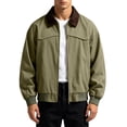 thumbnail image 2 of Winter Jackets for Men Cotton Contrast Color Washed Vintage Work Jacket Lapel Long Sleeve Full Zip Loose Casual Outer Coat Fashion Casual Coats, 2 of 10