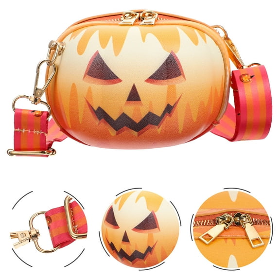 WHAMVOX Multi Color Halloween Pumpkin Crossbody Purse PU Material Compact Decorative Bag for Women 1pc