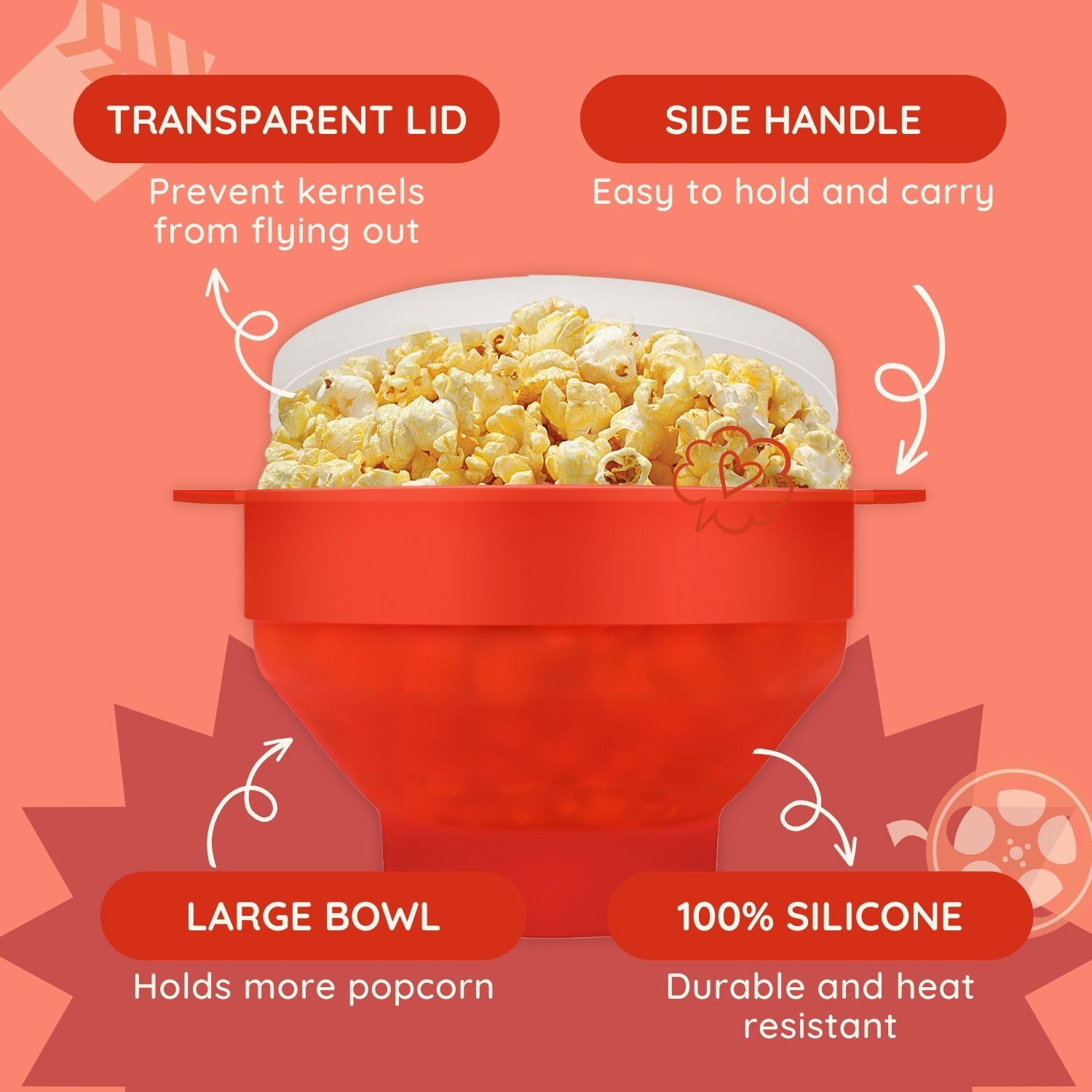 Salbree Microwave Popcorn Popper - Red 