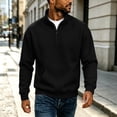 thumbnail image 5 of hoksml Men s Quarter Zip Sweatshirt Solid Long Sleeve Stand Collar Kangaroo Pocket for Fall Daily Work Outdoor Comfort, 5 of 7