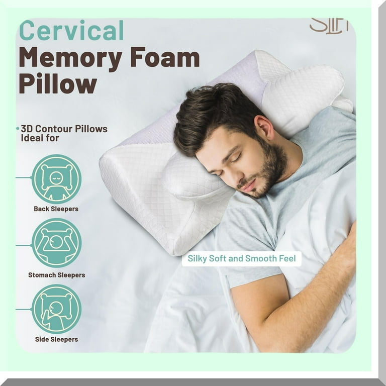 OrthoContour Memory Foam Neck Pillow Pain Relief for Side Sleepers Stomach Sleeping Best Orthopedic Support for Neck Shoulder Walmart