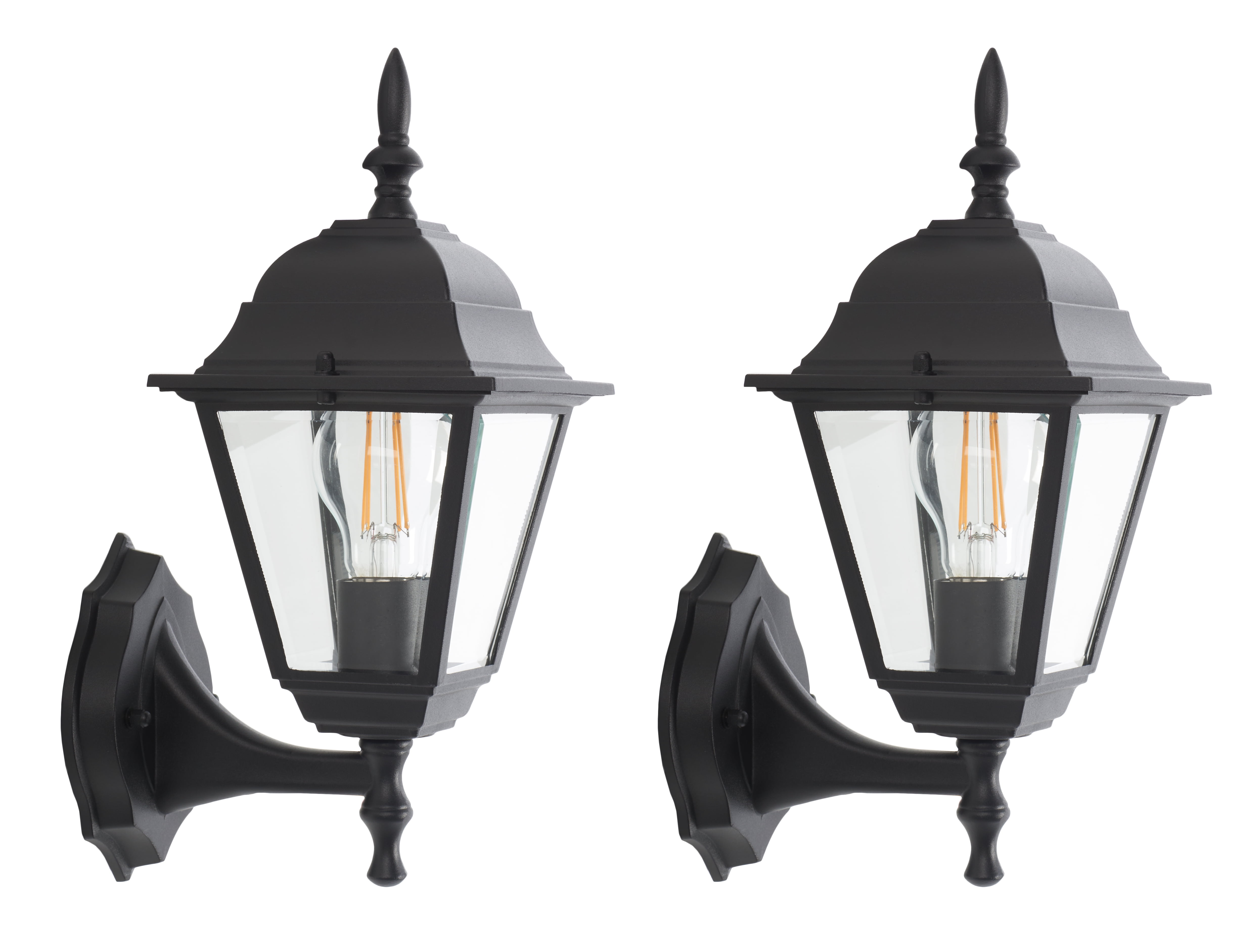 SAFAVIEH Rhion 2-Light A19 Black Steel Wall Sconce with Black Shade, Set of 2