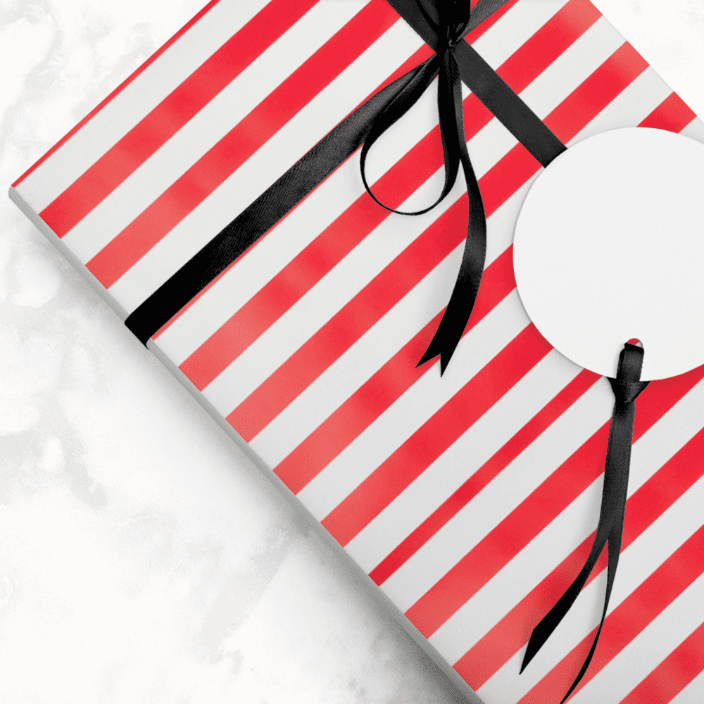 JAM Paper Christmas Stripe Wrapping Paper, Red & White, 25 sq. ft, 1 Roll