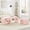 Pink, variant on 3-Piece Ottoman Bench Set, 44" Upholstered End of Bed Bench with 2 Nesting Stools, Teddy Fabric Entryway Bench, Modern Footrest & Extra Seating for Living Room Bedroom,Orange