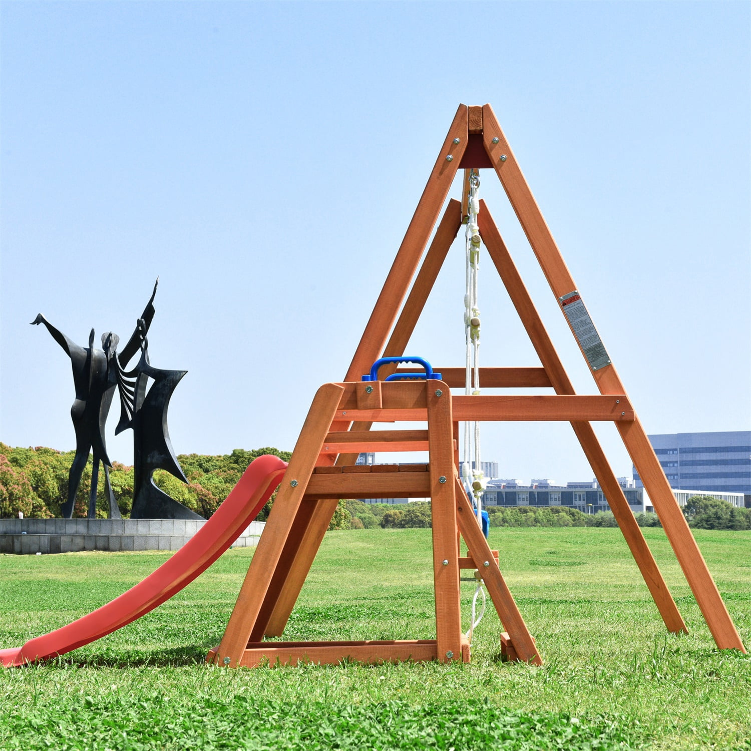 Wooden Swing Set with Slide, Outdoor Climb Swing for Kids Wooden Swing Set with Slide, Outdoor Climb Swing for Kids
