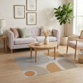 thumbnail image 3 of ODIKA 4'x6' Beige Geometric Abstract Design Washable Area Rug Modern Minimalist Shapes with Arches and Lines Non-Slip, Chair-Friendly, Flatwoven for Home Office, Under Desk, 3 of 7