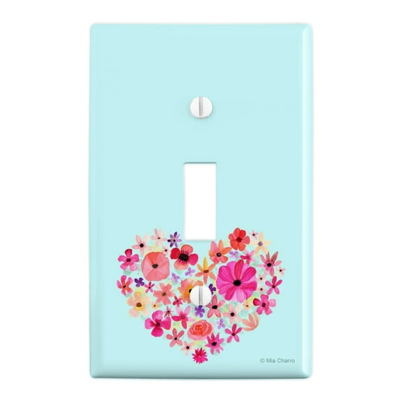 Flower Heart Love Plastic Wall Decor Toggle Light Switch Plate Cover