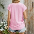 thumbnail image 4 of Blusa de Manga Corta, Color Sólido Casual, Camiseta de Bolsillo con Cuello en V para las Mujeres, 4 of 9