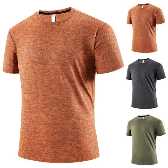 ZyeKqe Men T-Shirts Short Sleeve Classic Round Neck Basic Tees Summer Solid Color Running Athletic Shirts