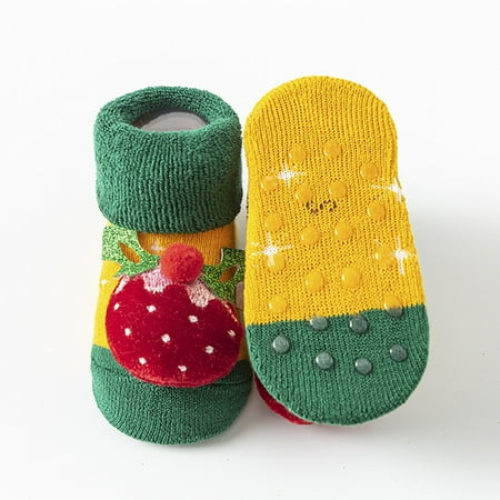 

kpoplk Kids Wool Socks Children Christmas Socks Non Slip Insulation Floor Socks Infant Walking Socks Thickened Warm Socks(D)