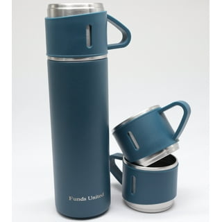 Pakhofh 500Ml (16.9oz) 304 Stainless Steel Thermos Vacuum Flask with 2  Thermos Cup (Set) (Green) 