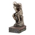 thumbnail image 1 of Auguste Rodin Le Penseur The Thinker Sitting On Books Statue The Poet Figurine, 1 of 5