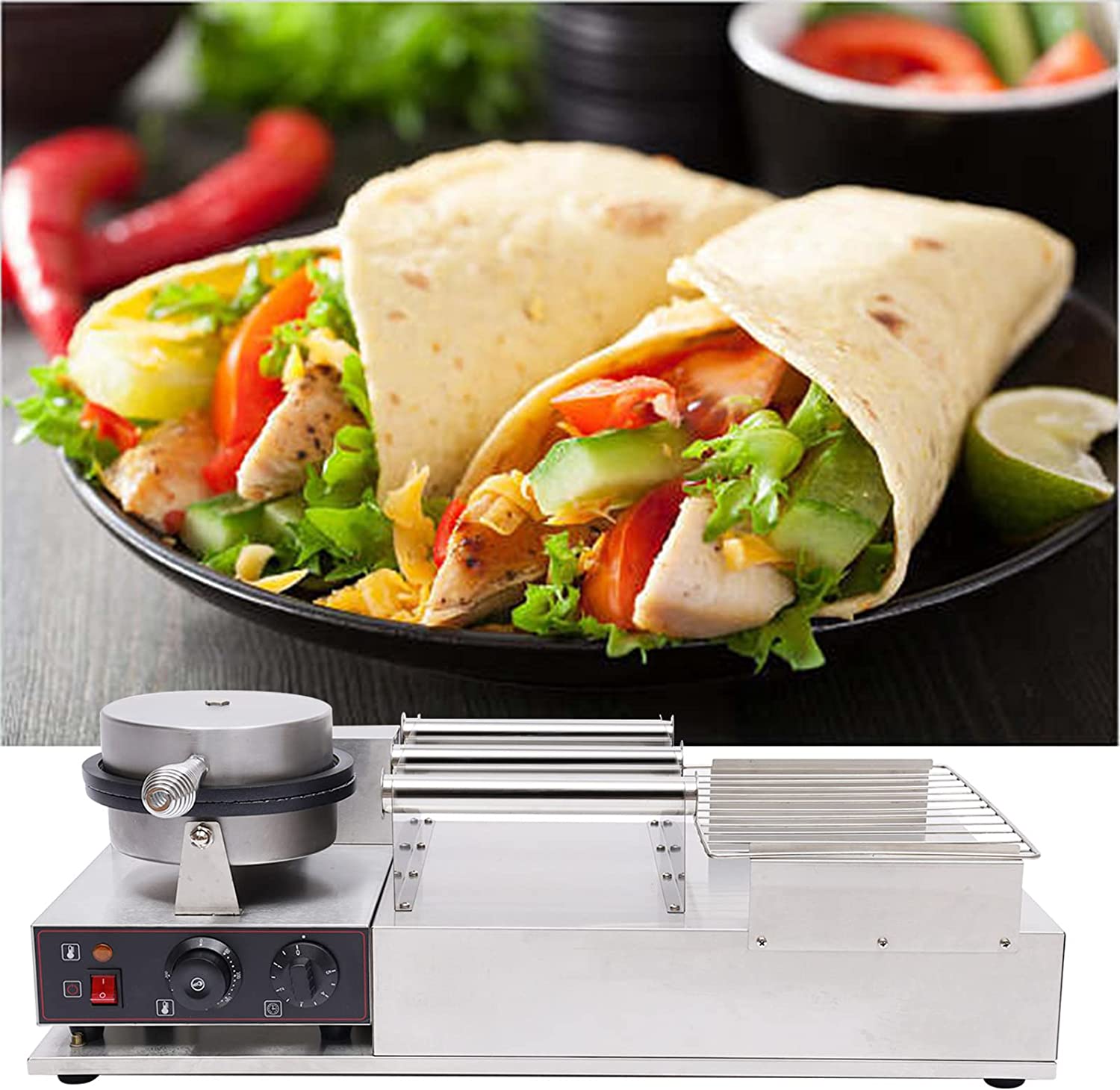  Kolice Commercial Taco Rolling Machine,Taco Maker, Taco  machine, Waffle Machine, No-stick Waffle Maker/Flour Corn Taco Machine,  Tortilla Maker with Taco Holder : Patio, Lawn & Garden