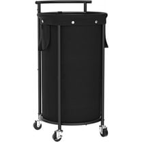 110L Laundry Hamper with Wheels,Rolling Laundry Basket with Removable Bag,Round Iron Laundry Cart with Steel Frame and Handle,Dirty Clothes Hamper Organizer for Dorm,Laundry Room(Black)
