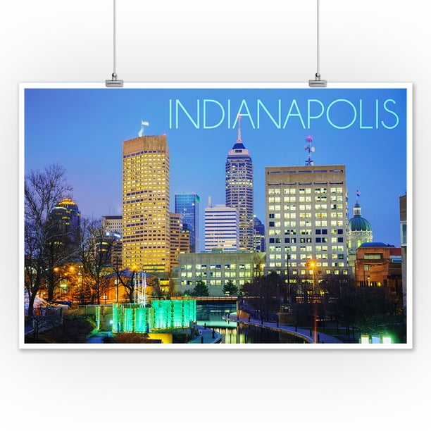 Indianapolis Indiana Skyline At Night Lantern Press Photography 12x18 Art Print Wall Decor Travel Poster Walmart Com Walmart Com