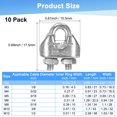 thumbnail image 3 of Uxcell 10-Pack Abrazaderas de Cable, Clip de Cable de Acero Inoxidable M2, Perno en U, Sujetador de Abrazaderas de Cable, 3 of 6