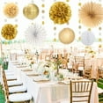 thumbnail image 4 of White Champagne Gold Birthday Party-Decorations - 21pcs Happy Birthday Banner,Paper Lanterns,Tissue Pom Poms Flower Fan,Honeycomb Ball,Swirl Streamers Garland Supplies Women Men Decor, 4 of 6