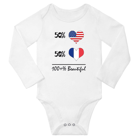 

50% French + 50% American = 100+% Beautiful Baby Long Sleeve Romper (White 18 Months)